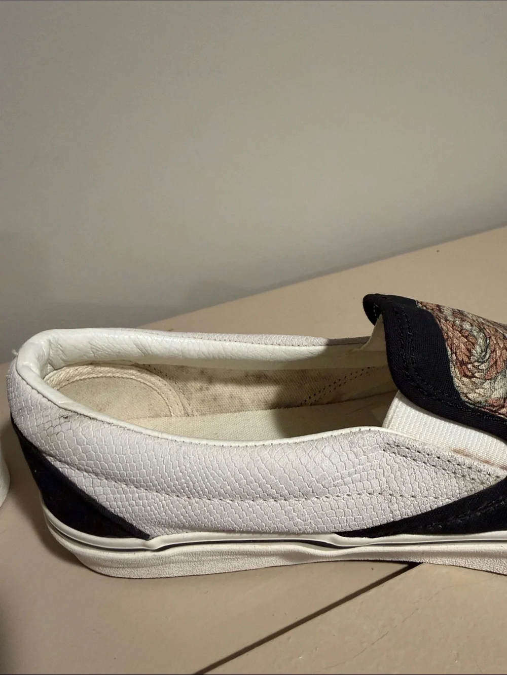 Vans Slip-On Loafers with Coiled Snake Graphic - Black, White, Brown